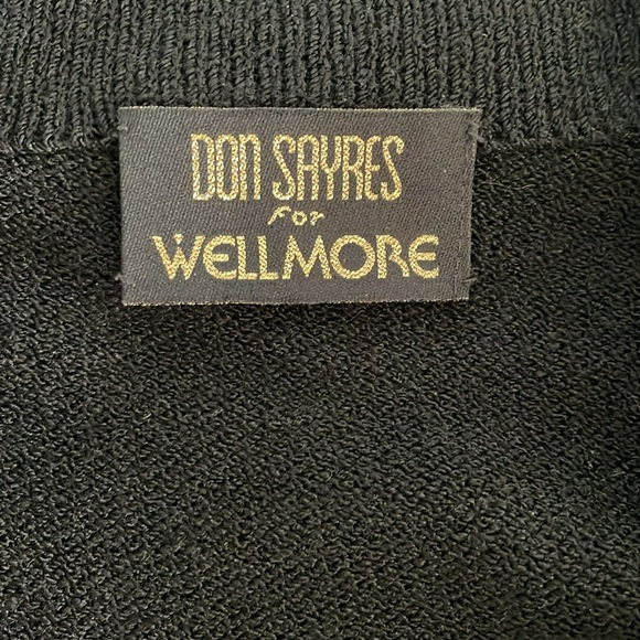 Vintage Don Sayres for Wellmore Black Gold Trim Wool Blend Knit Cardigan Sweater - Picture 4 of 9